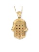 Collier pendentif Hamsa de luxe en or jaune 14 carats avec motif Hoshen par An