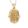 Deluxe 14K Yellow Gold Hamsa Pendant Necklace With Hoshen Design By An