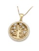 14K Yellow Gold Diamond-Studded Round Tree of Life Pendant