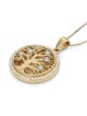14K Yellow Gold Diamond-Studded Round Tree of Life Pendant
