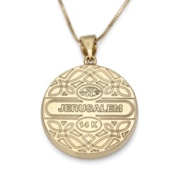 14K Yellow Gold Diamond-Studded Round Tree of Life Pendant