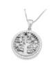 Pendentif arbre de vie rond en or jaune 14 carats serti de diamants