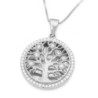 14K Yellow Gold Diamond-Studded Round Tree of Life Pendant