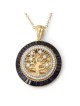 Pendentif arbre de vie rond en or jaune 14 carats avec diamants et saphirs