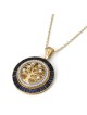 14K Yellow Gold Round Tree of Life Pendant with Diamonds and Sapphires