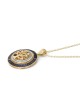 Pendentif arbre de vie rond en or jaune 14 carats avec diamants et saphirs