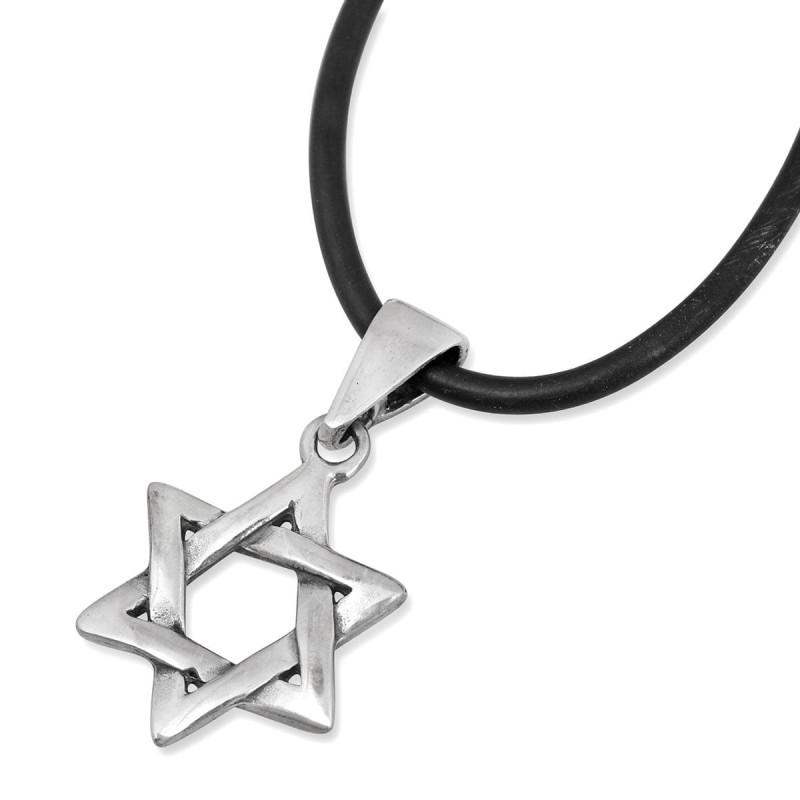 Collier classique étoile de David entrelacée en argent sterling 925 - Medi