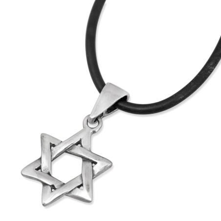 925 Sterling Silver Classic Interlocking Star of David Necklace - Medi