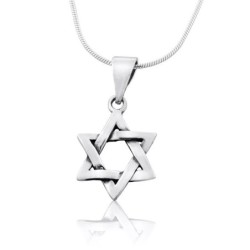 925 Sterling Silver Classic Interlocking Star of David Necklace - Medi