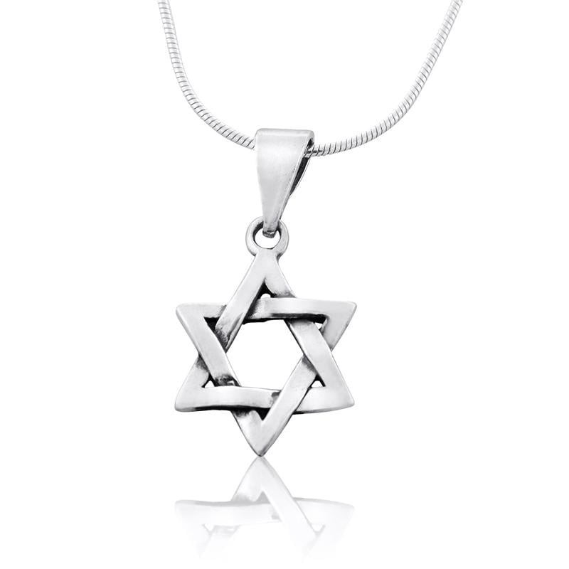 Collier classique étoile de David entrelacée en argent sterling 925 - Medi