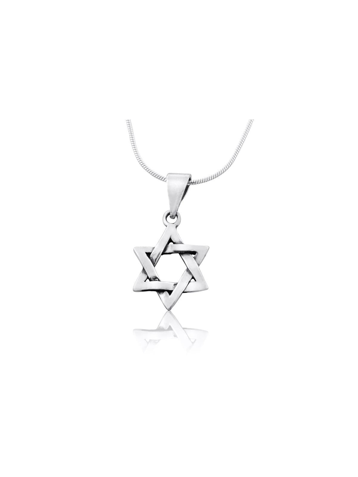 925 Sterling Silver Classic Interlocking Star of David Necklace - Medi