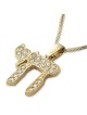 Collier à pendentif Chai en or jaune 14 carats rehaussé de zircons cubiques