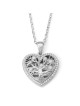 14K White Gold Heart-Shaped Tree of Life Pendant with Diamonds