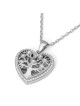 14K White Gold Heart-Shaped Tree of Life Pendant with Diamonds