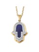 Anbinder Jewelry Pendentif diamant Hamsa en or 14 carats avec émail bleu
