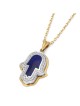 Anbinder Jewelry 14K Gold Hamsa Diamond Pendant with Blue Enamel