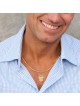 14K Yellow Gold Hamsa Pendant with Diamond Evil Eye - Large