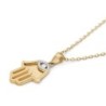 14K Yellow Gold Hamsa Pendant with Diamond Evil Eye - Large