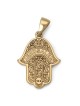 14K Yellow Gold Hamsa Pendant with Diamond Evil Eye - Large