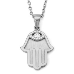 14K Yellow Gold Hamsa Pendant with Diamond Evil Eye - Large