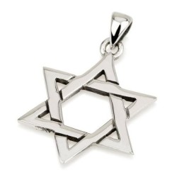 Large 925 Sterling Silver and Rhodium-Plated Star of David Pendant Nec