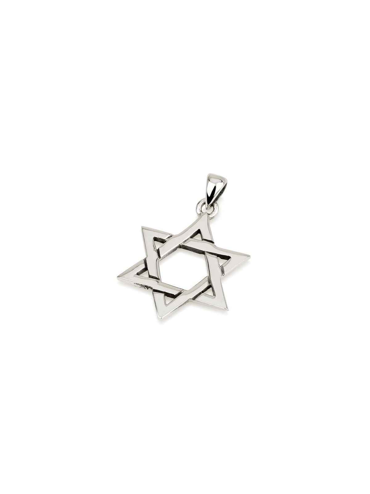 Large 925 Sterling Silver and Rhodium-Plated Star of David Pendant Nec