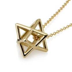 Thick 14K Yellow Gold Merkaba Kabbalah Pendant