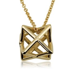 Thick 14K Yellow Gold Merkaba Kabbalah Pendant