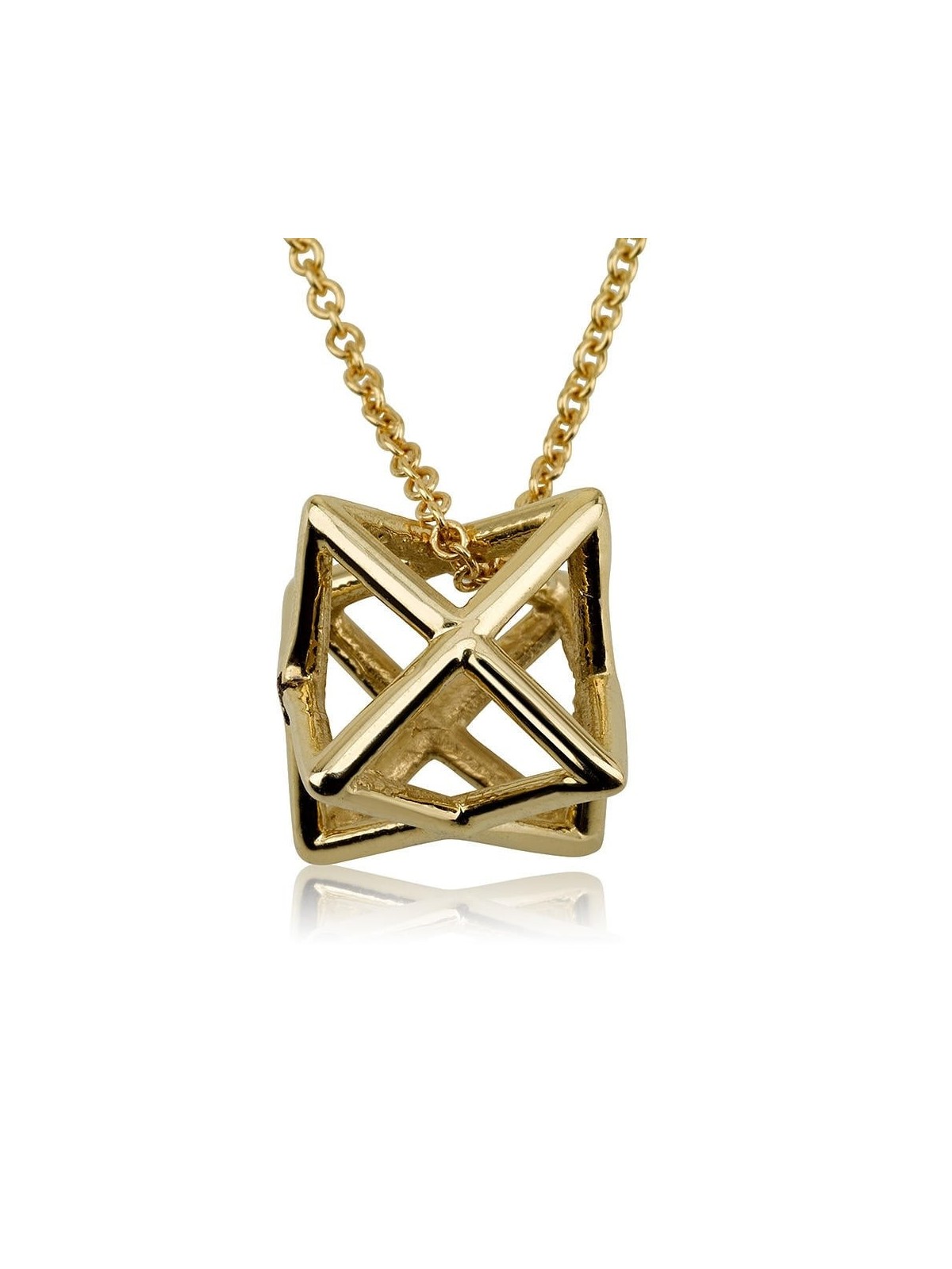 Thick 14K Yellow Gold Merkaba Kabbalah Pendant
