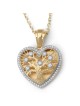 14K Gold Heart-Shaped Tree of Life Pendant with Diamonds - Color Optio