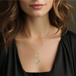 14K Gold Heart-Shaped Tree of Life Pendant with Diamonds - Color Optio