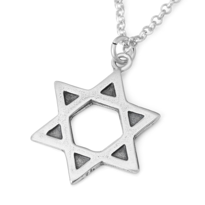 Grand collier étoile de David en argent sterling pour homme
