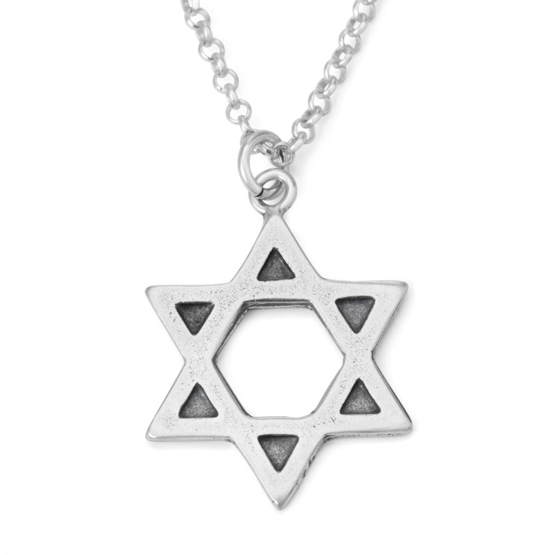 Grand collier étoile de David en argent sterling pour homme