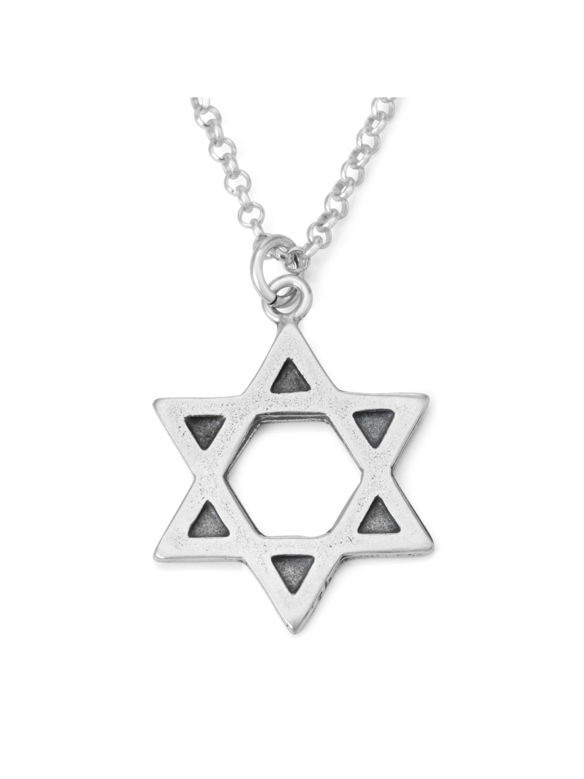 Large Sterling Silver Star of David Necklace for Men