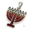 925 Sterling Silver Menorah Pendant with Crystal Stones (Choice of Col