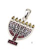 925 Sterling Silver Menorah Pendant with Crystal Stones (Choice of Col