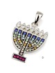 925 Sterling Silver Menorah Pendant with Crystal Stones (Choice of Col