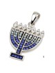 Pendentif Menorah en Argent Sterling 925 avec Pierres de Cristal (Choix de Col
