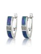 Sterling Silver & Eilat Stone English Lock Earrings With Square Diamon