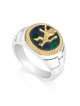 Men's Sterling Silver Kotel and Gold-Plated Lion of Judah Ring with Ei