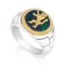 Men's Sterling Silver Kotel and Gold-Plated Lion of Judah Ring with Ei