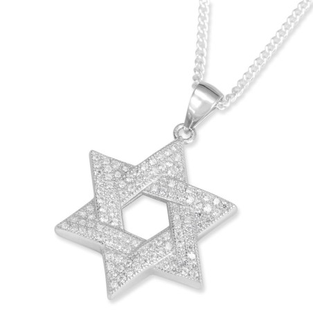 Pendentif étoile de David intégré en argent sterling incrusté de zircons
