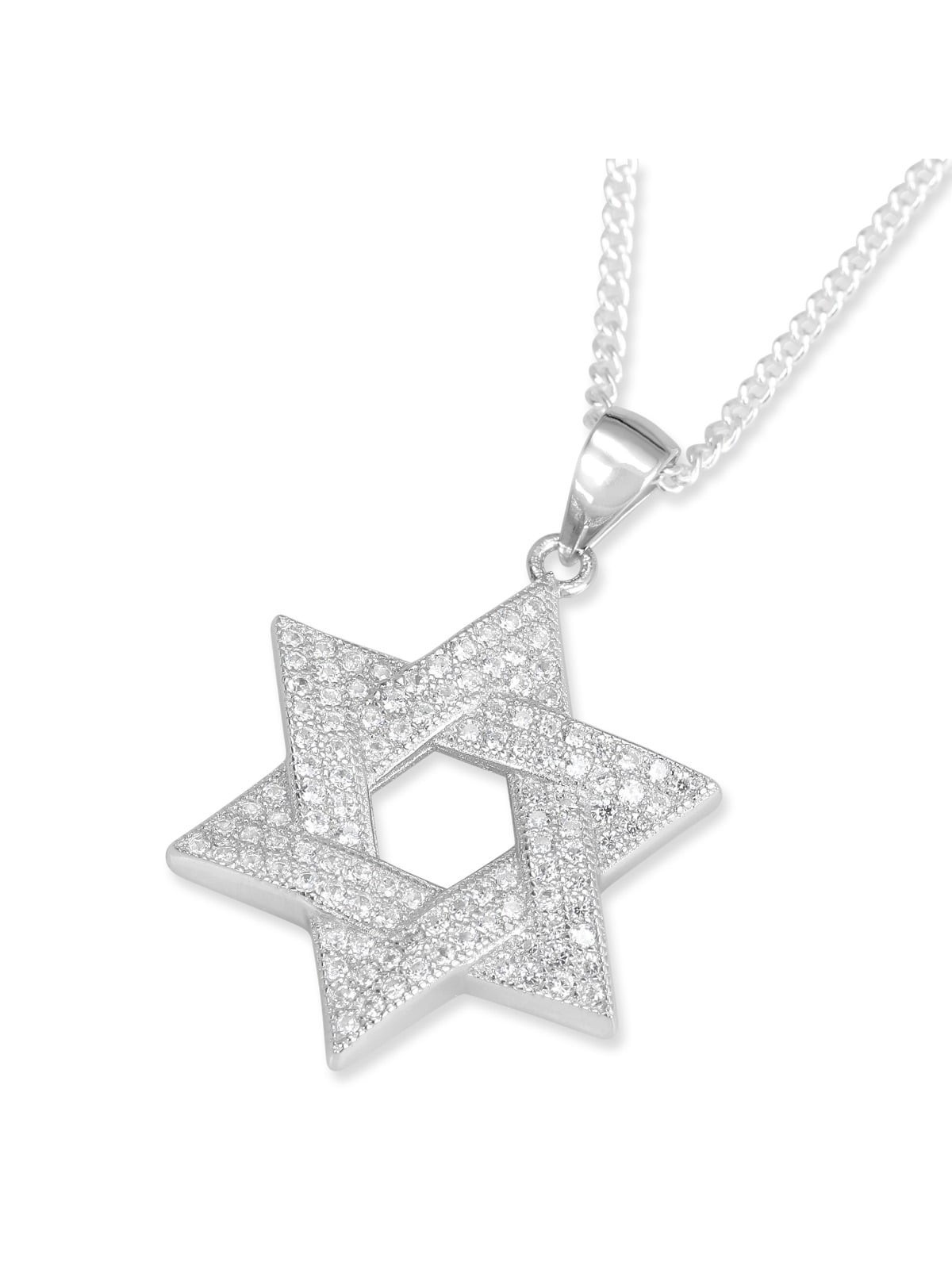Pendentif étoile de David intégré en argent sterling incrusté de zircons