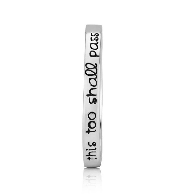 Marina Jewelry This Too Shall Pass Bague en argent sterling gravée (hébr