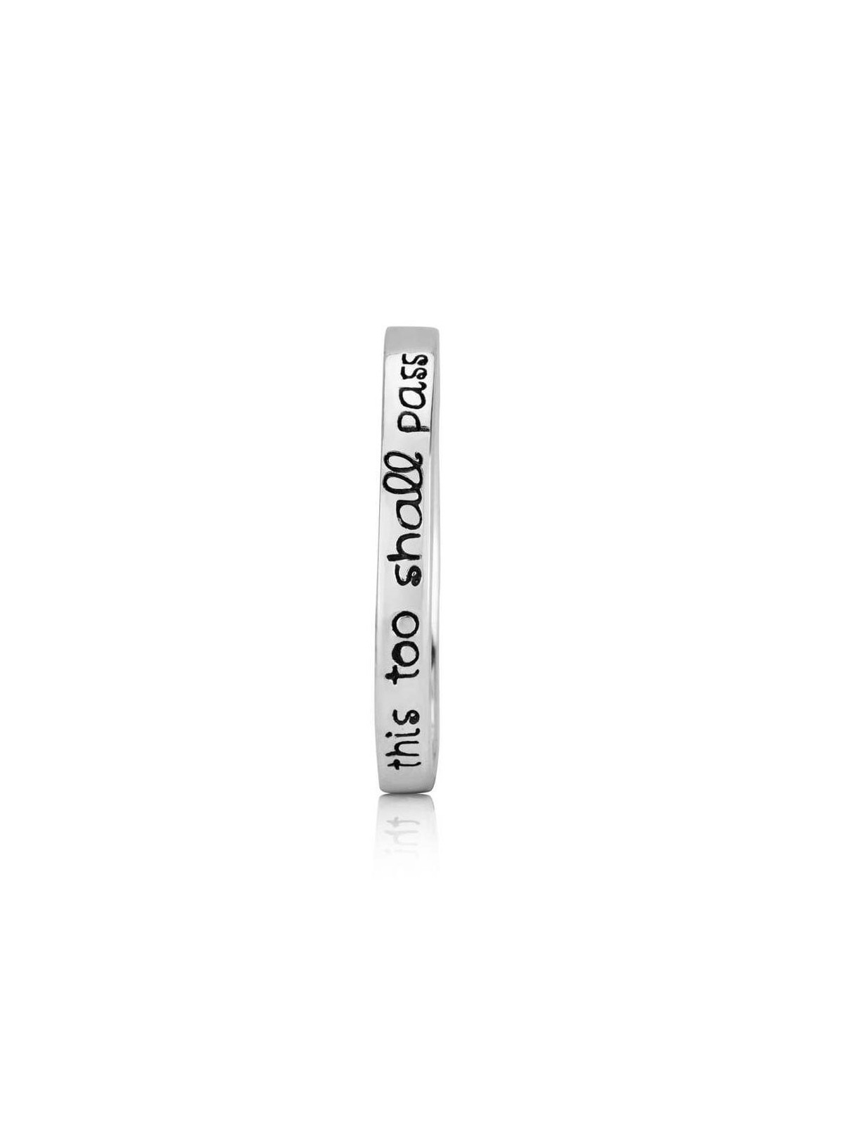 Marina Jewelry This Too Shall Pass Bague en argent sterling gravée (hébr