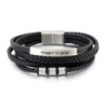 Men's Priestly Blessing Beaded Black Leather Bracelet with Magnetic Cl
