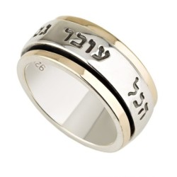 9K Gold & 925 Sterling Silver This Too Shall Pass Spinner Ring - Hebre