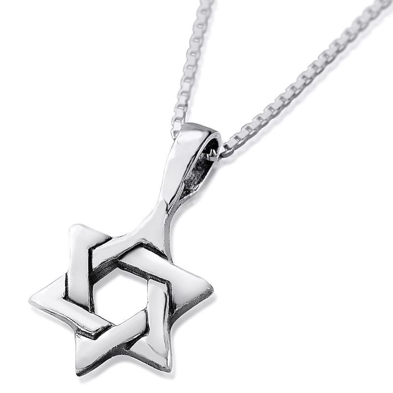 Collier étoile de David entrelacée en argent sterling