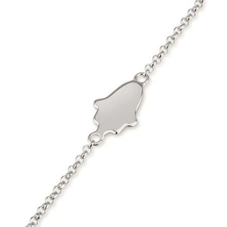 925 Sterling Silver Hamsa Bracelet - Rhodium Plated