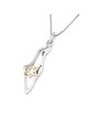 Two-Tone Sterling Silver and 9K Gold Map of Israel Pendant with Star o